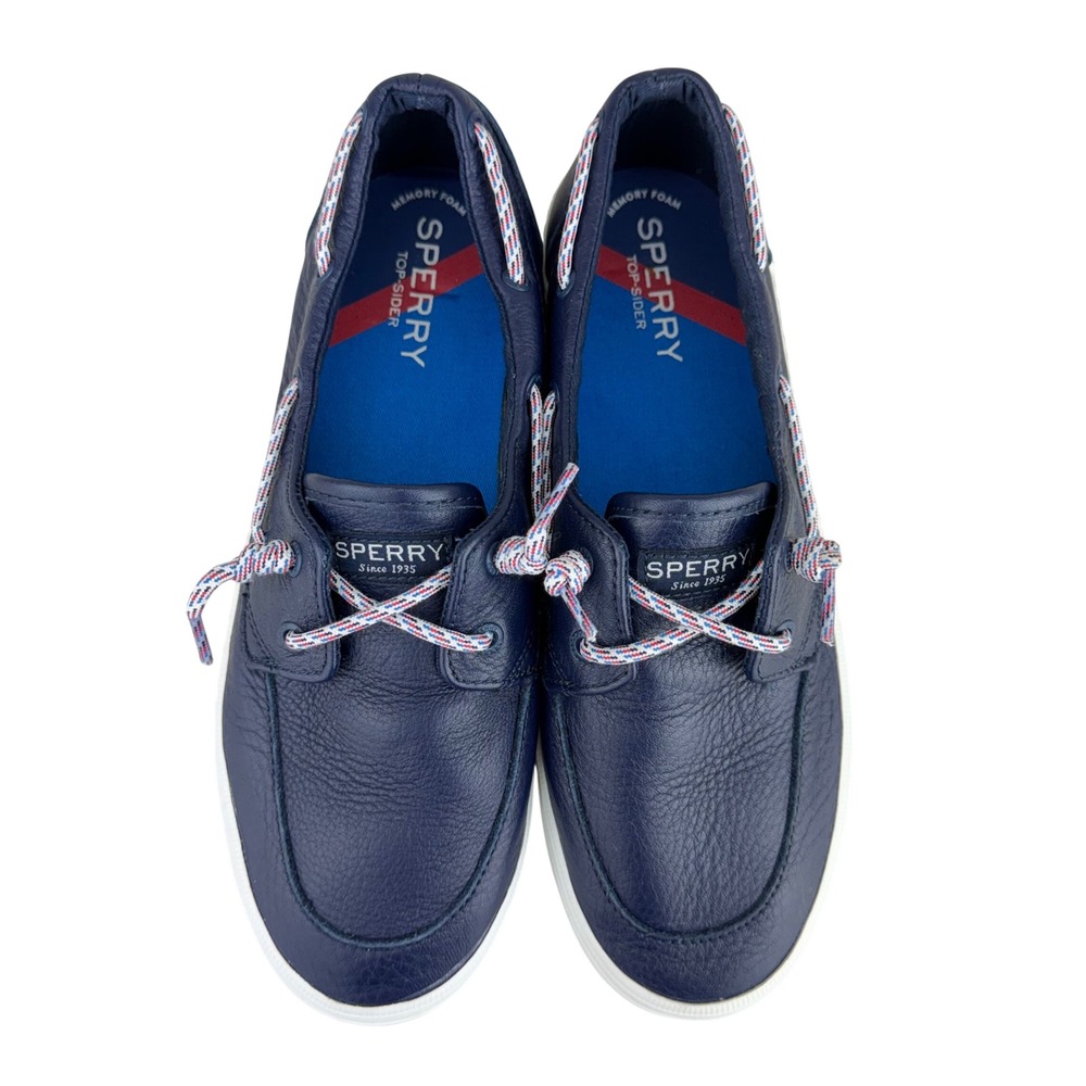 Sperry Top-Sider Crest Vibe Navy Blue Leather Boat Shoes STS88343 Womens 8.5